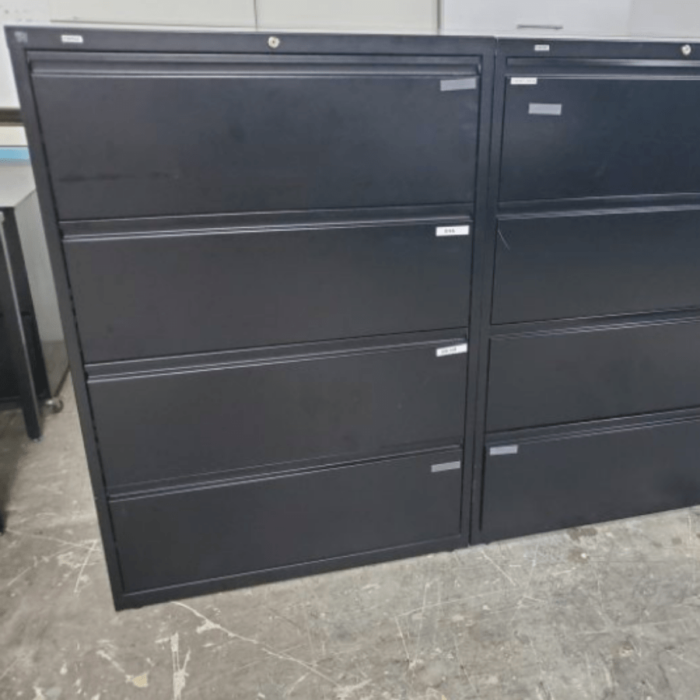 This is a picture of 4 drawer lateral file cabinets.