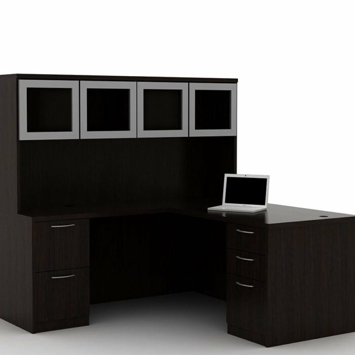 OFW TL L-Shape Desk with Glass Hutch BBF & FF 30x66