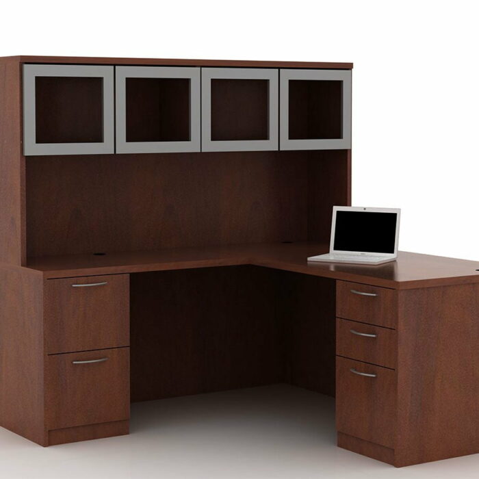 OFW TL L-Shape Desk with Glass Hutch BBF & FF 30x66