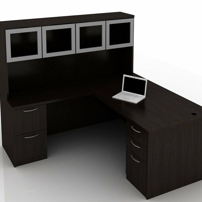 OFW TL L-Shape Rectangular Desk with Glass Hutch BBF & FF 36x72
