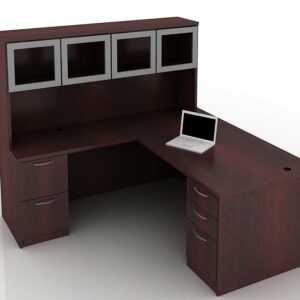OFW TL L-Shape Rectangular Desk with Glass Hutch BBF & FF 36x72