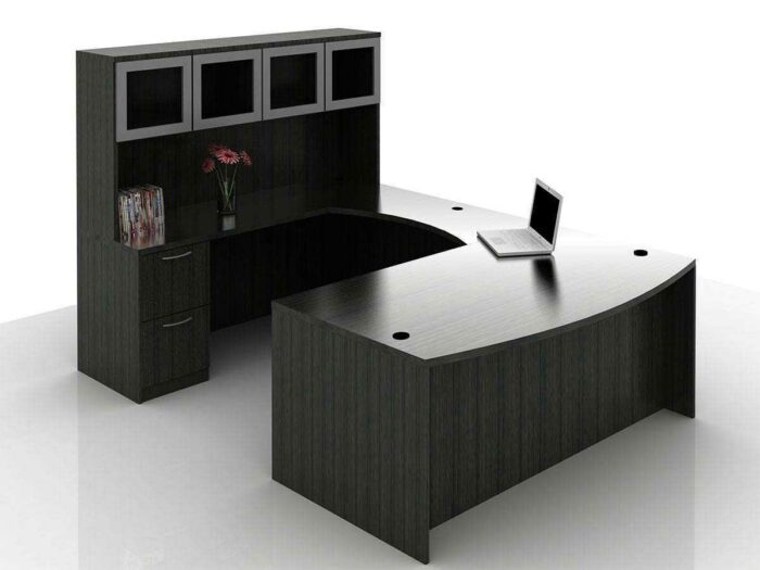 OFW TL U-Shape Desk with Glass Hutch BBF & FF 36x72