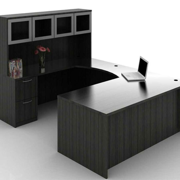 OFW TL U-Shape Rectangular Desk with Glass Hutch BBF & FF 36x72