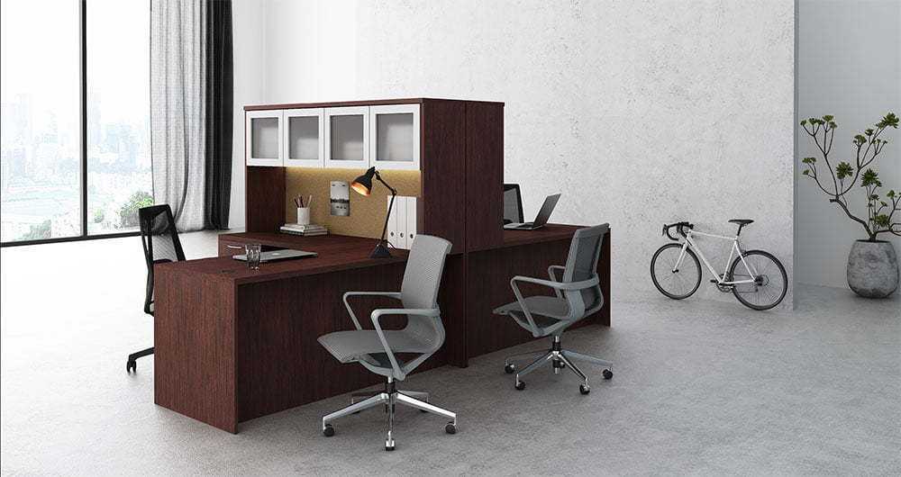 OFW L Shaped Desk With Hutch