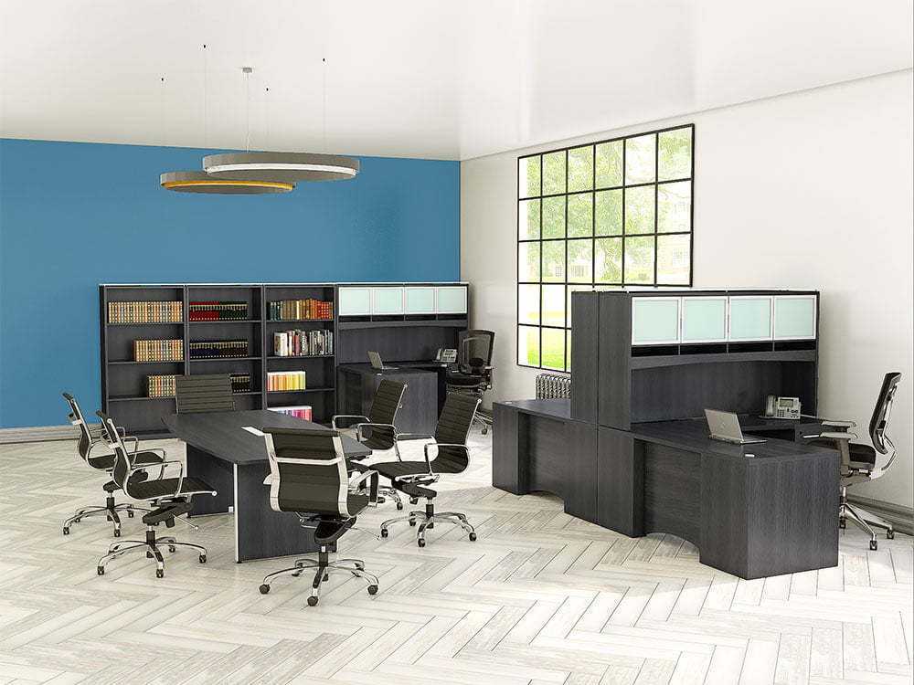 OFW VL Series L-Shape Desks & Storage OFW Justice and Messina Seating