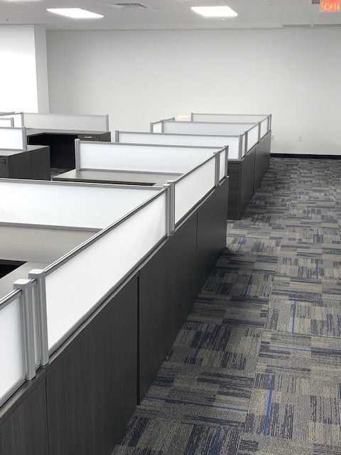 Workplace distancing set up forAirline company office furniture cubicles