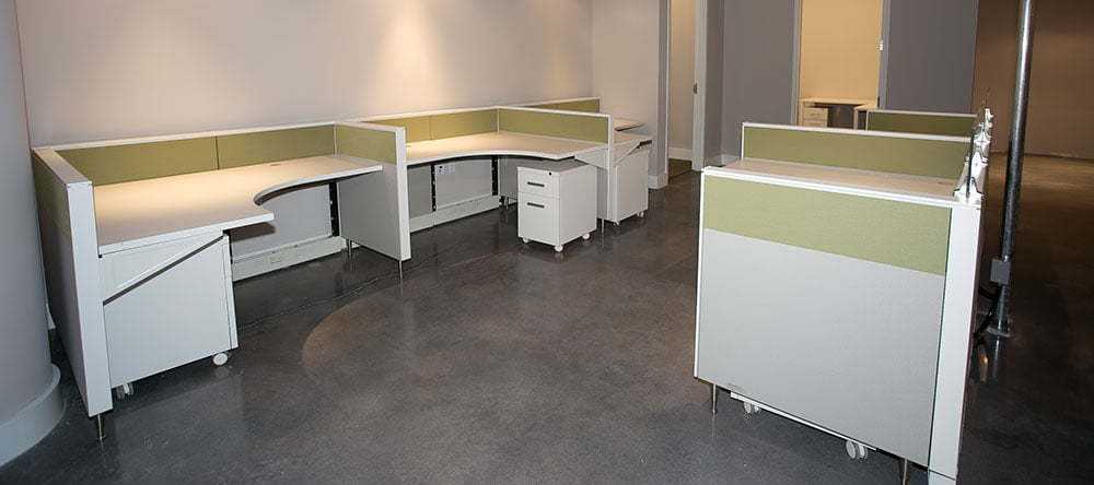 Corporate office furniture workstations for fitness company