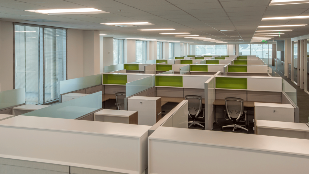 Large office full of nice clean cubicles